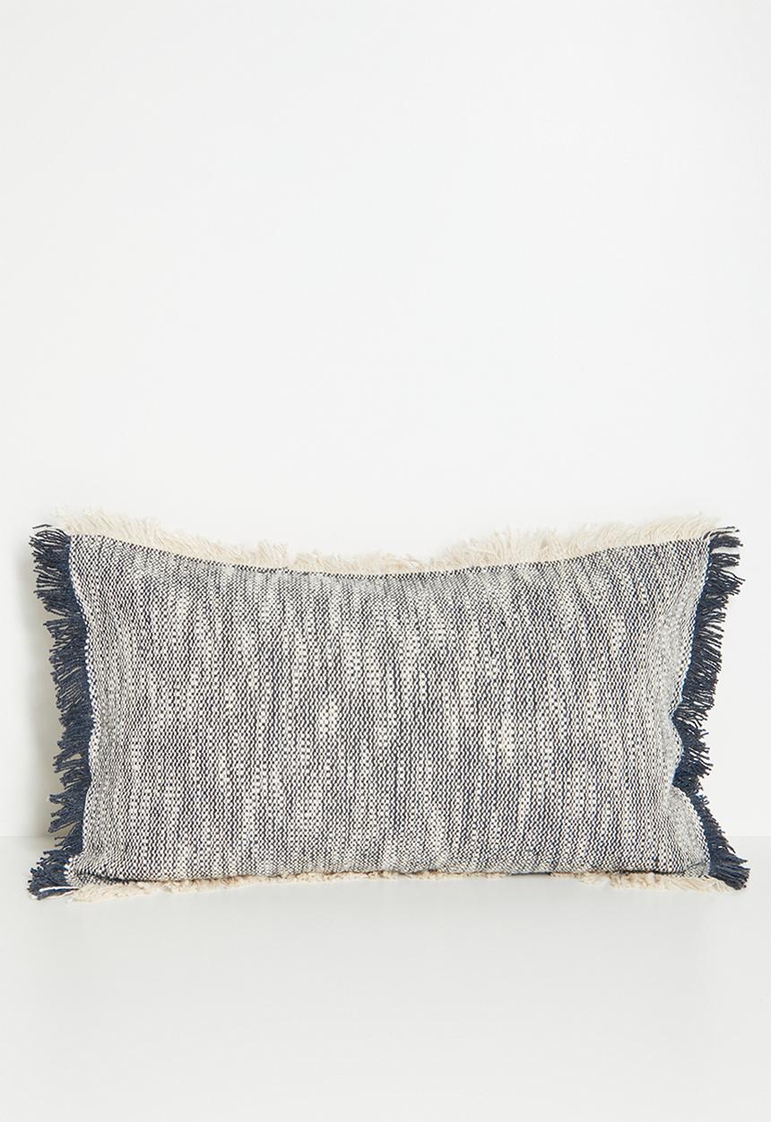 Sixth Floor - Woven Double Fringed Cushion Cover - blue