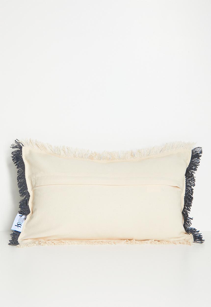 Sixth Floor - Woven Double Fringed Cushion Cover - blue