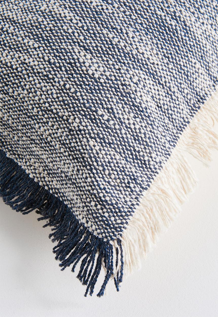 Sixth Floor - Woven Double Fringed Cushion Cover - blue