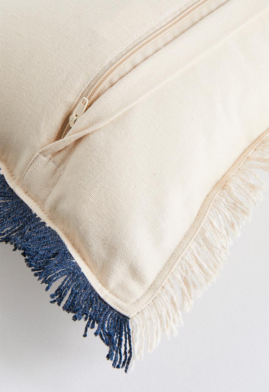 Sixth Floor - Woven Double Fringed Cushion Cover - blue