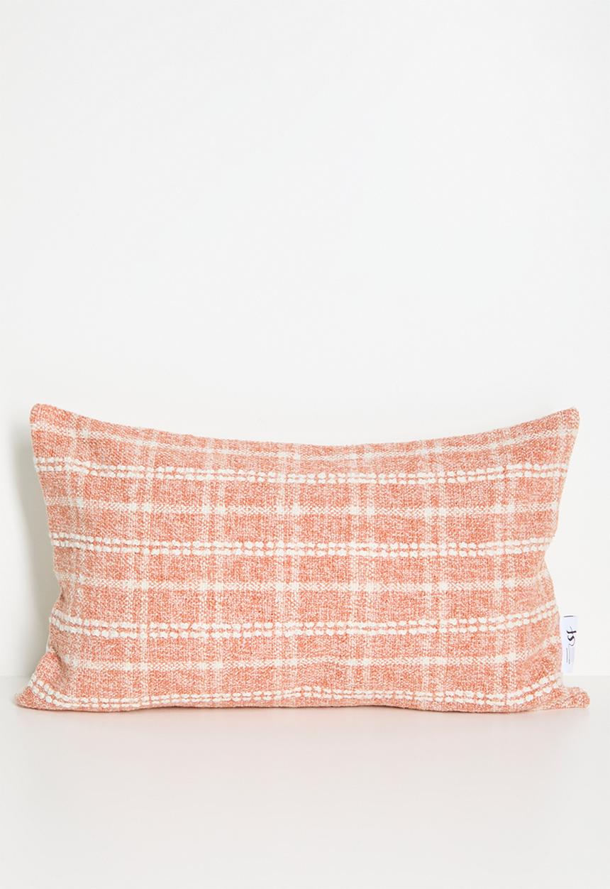 Sixth Floor - Finely Check Cotton Woven Cushion - Rust