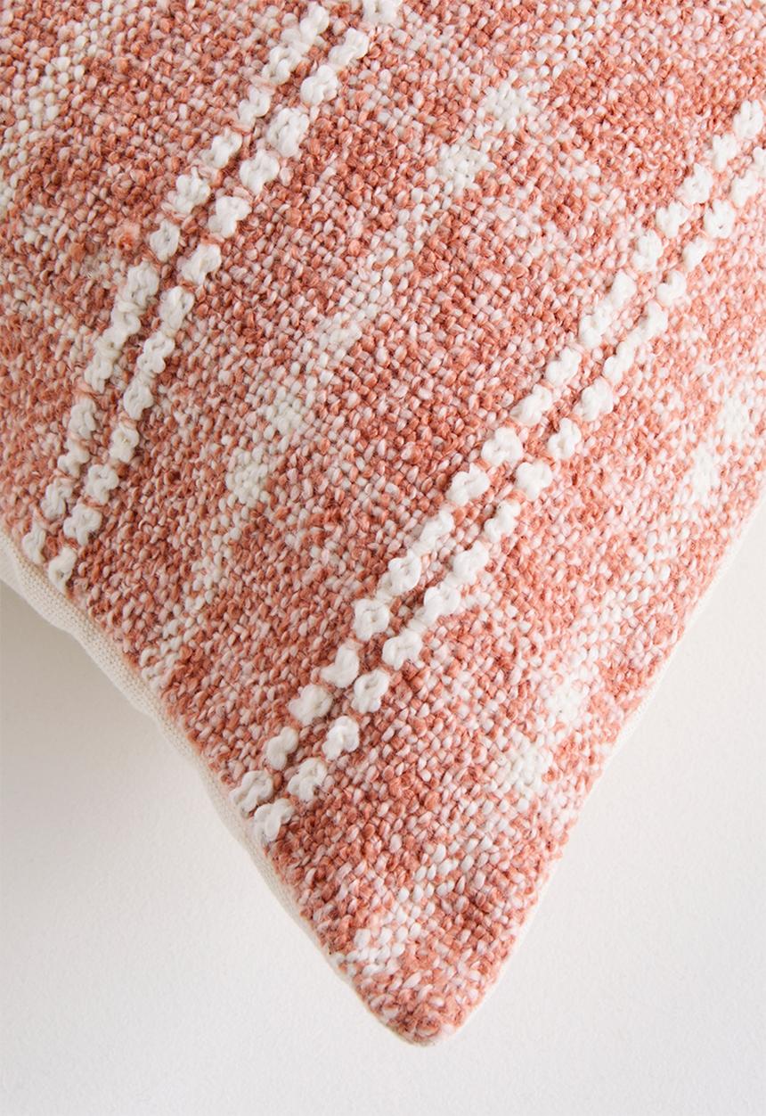 Sixth Floor - Finely Check Cotton Woven Cushion - Rust