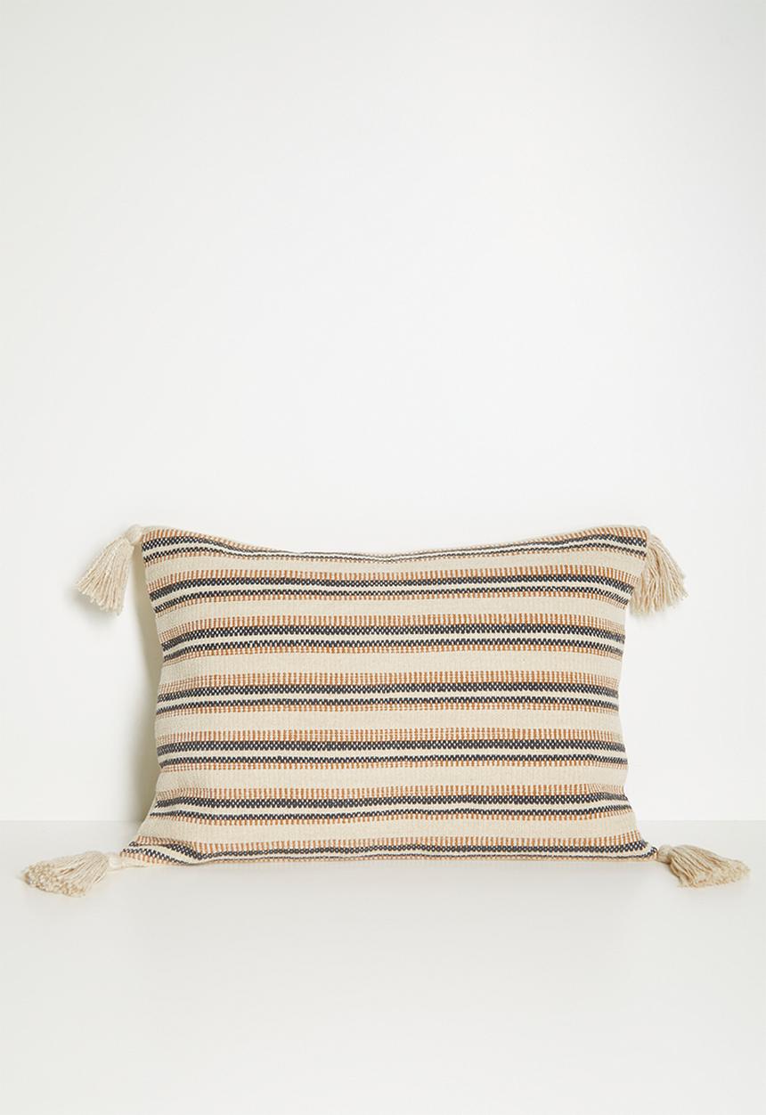 Sixth Floor - Cotton Woven Striped Cushion Rust & Grey