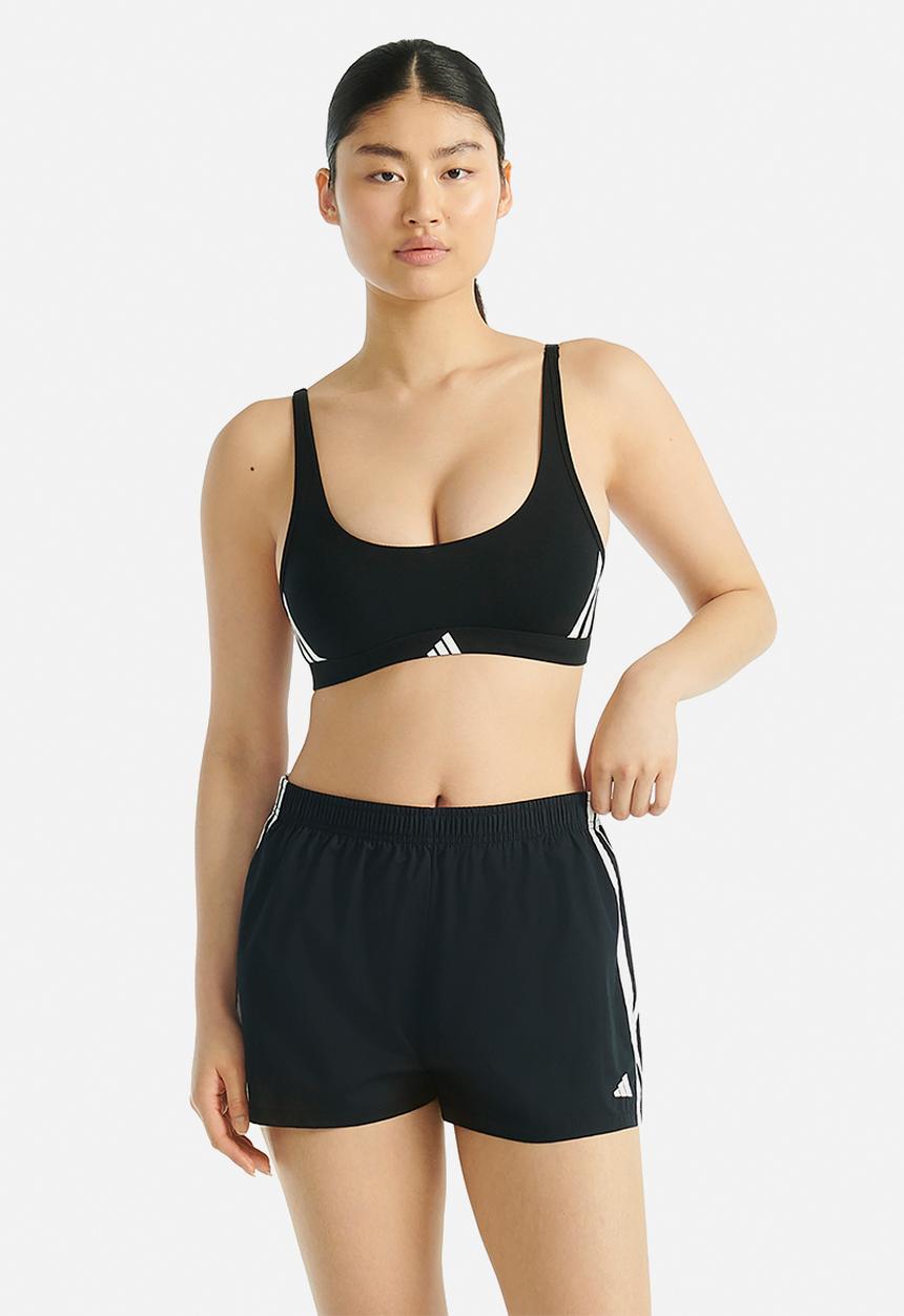 adidas Performance - 3 Stripes scoop bralette with removable cookies - black