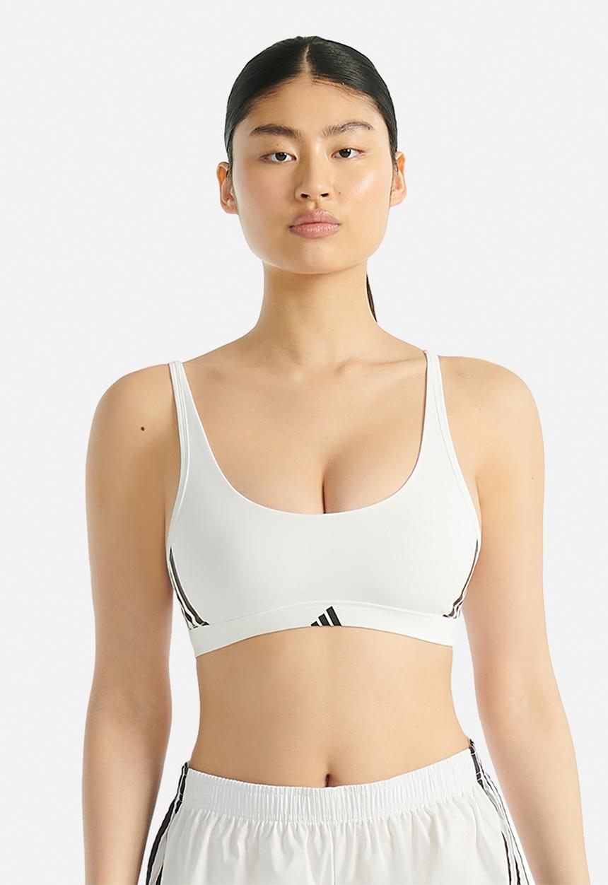 adidas Performance - 3 Stripes scoop bralette with removable cookies - white