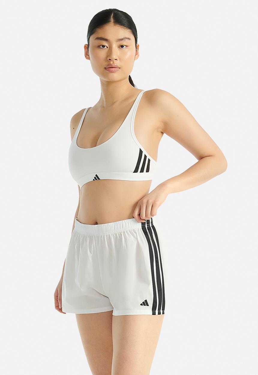 adidas Performance - 3 Stripes scoop bralette with removable cookies - white