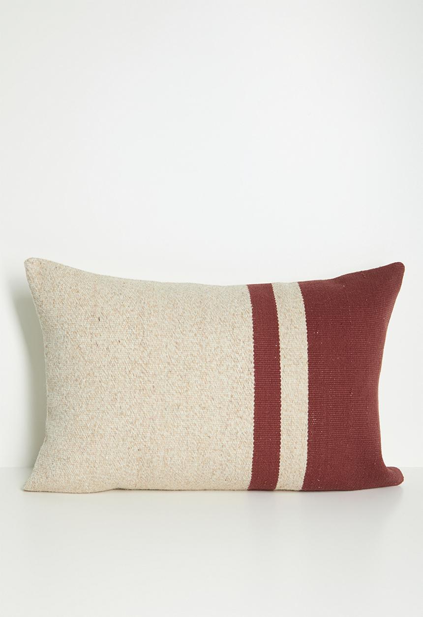 Sixth Floor - Woven Wool Cotton Blend Block Cushion Cover - Rust