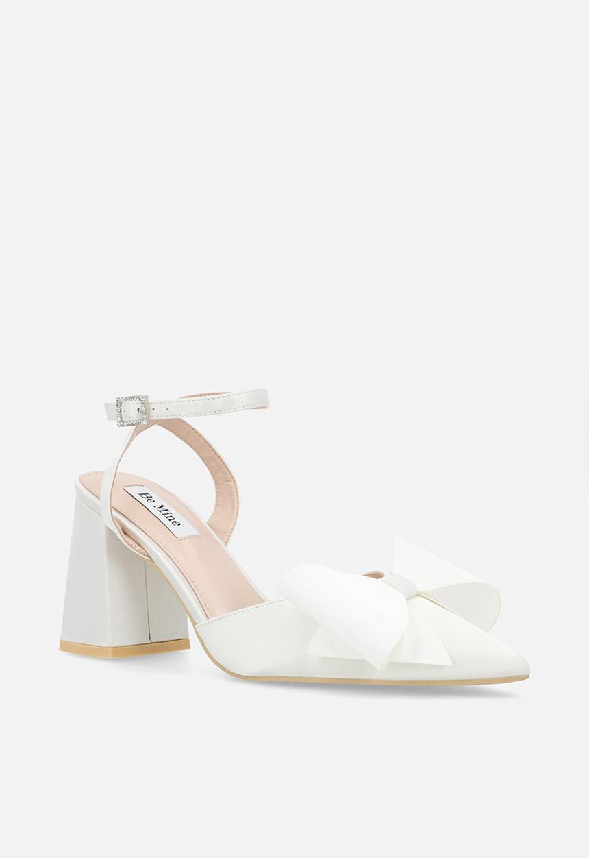 Be Mine - Flavia closed toe block heel ankle strap - ivory satin