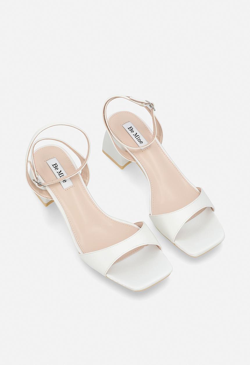 Be Mine - Ammie open toe block heel ankle strap - ivory satin