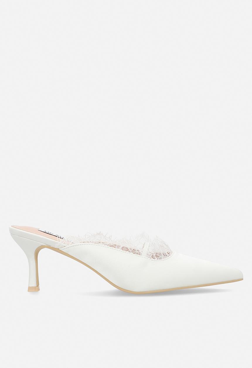 Be Mine - Sabrina closed toe stiletto heel mule - ivory satin