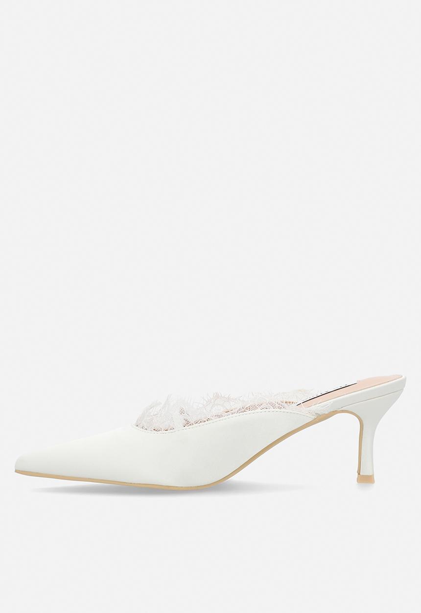 Be Mine - Sabrina closed toe stiletto heel mule - ivory satin