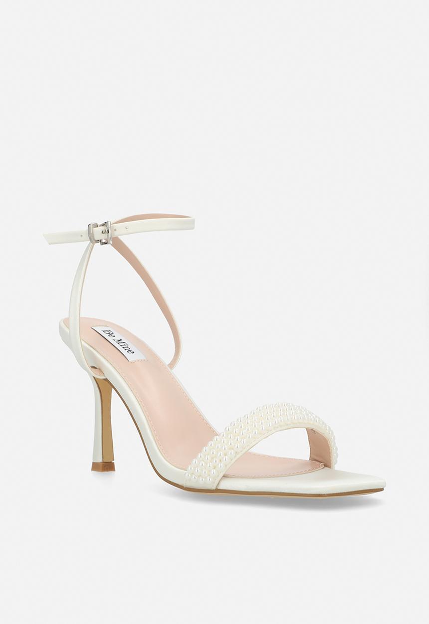 Be Mine - Camden open toe stiletto heel ankle strap - ivory satin