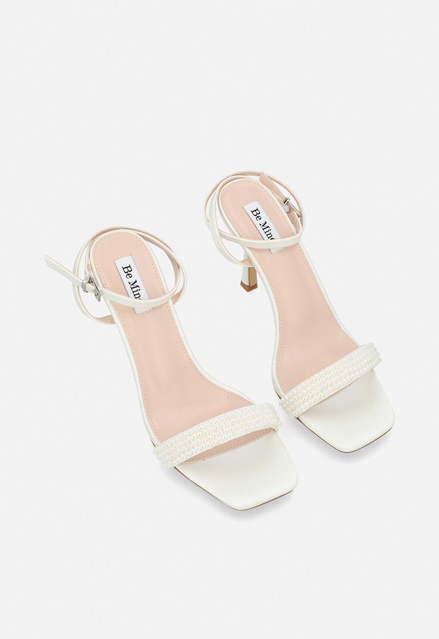 Be Mine - Camden open toe stiletto heel ankle strap - ivory satin