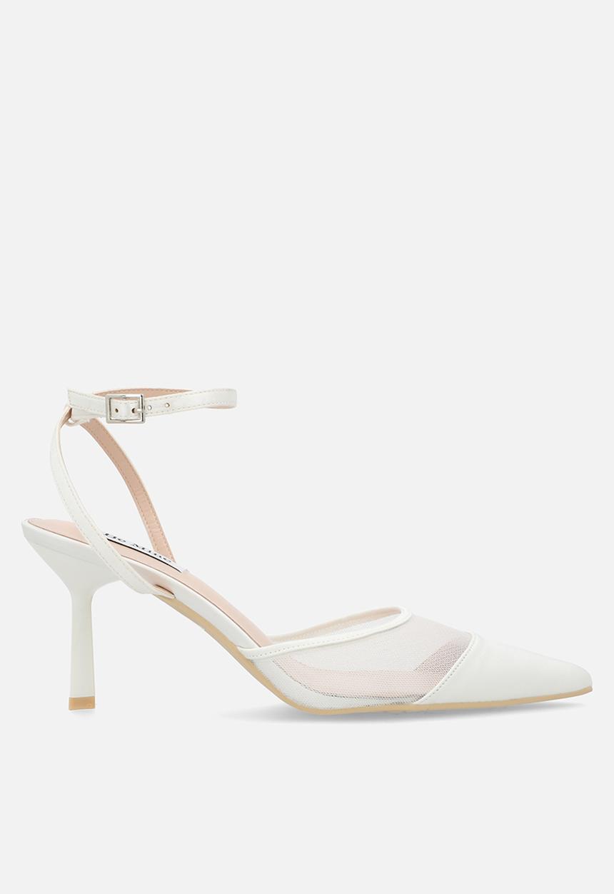 Be Mine - Taylor closed toe stiletto heel ankle strap - ivory lace + satin