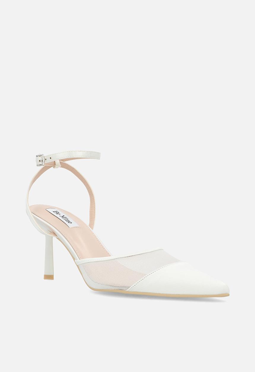 Be Mine - Taylor closed toe stiletto heel ankle strap - ivory lace + satin