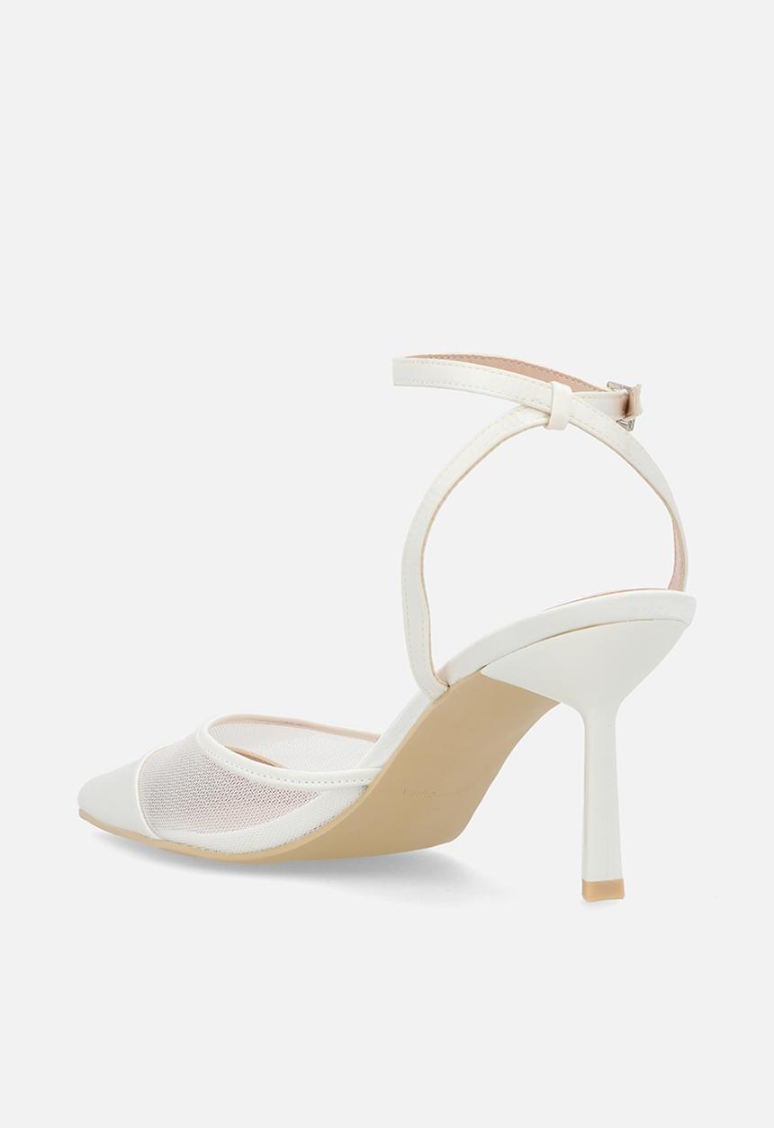 Be Mine - Taylor closed toe stiletto heel ankle strap - ivory lace + satin