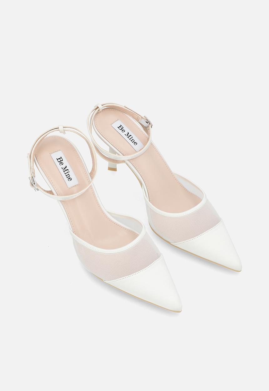 Be Mine - Taylor closed toe stiletto heel ankle strap - ivory lace + satin