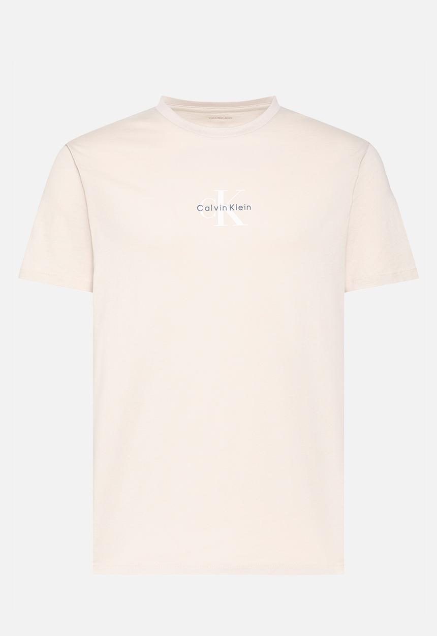 Calvin Klein - SS 30S MICRO MONOLOGO GRAPHIC TEE - Oatmeal
