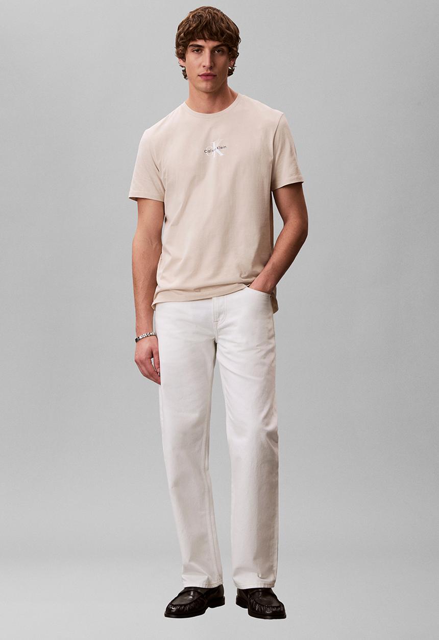 Calvin Klein - SS 30S MICRO MONOLOGO GRAPHIC TEE - Oatmeal