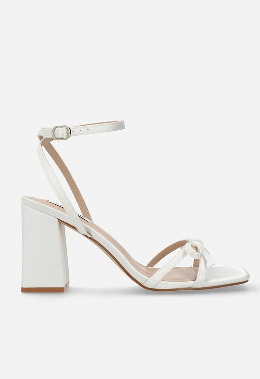 Be Mine - Tamara open toe block heel ankle strap - ivory satin