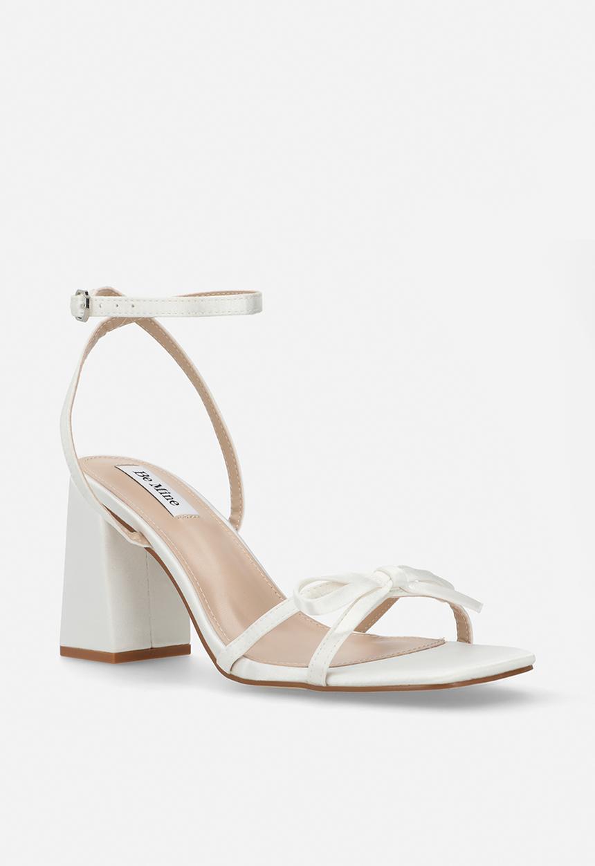 Be Mine - Tamara open toe block heel ankle strap - ivory satin