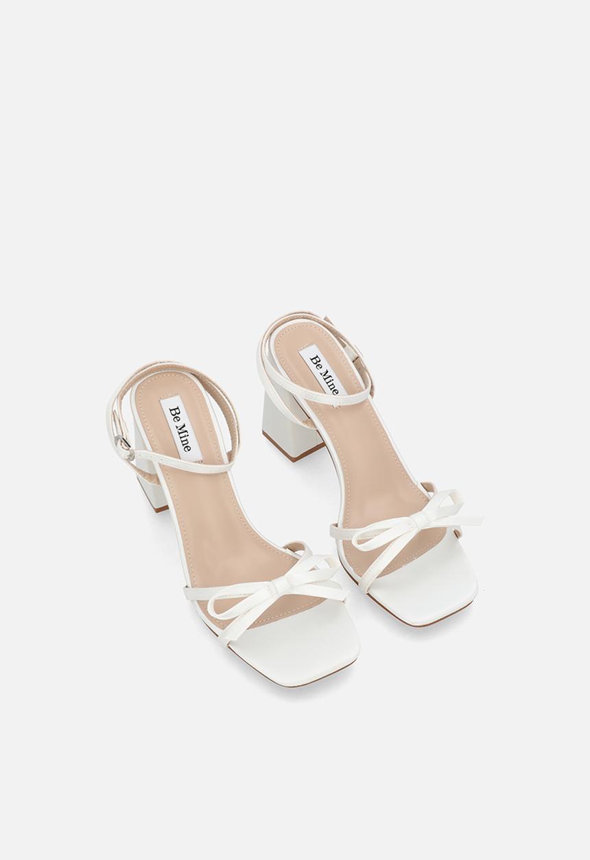 Be Mine - Tamara open toe block heel ankle strap - ivory satin