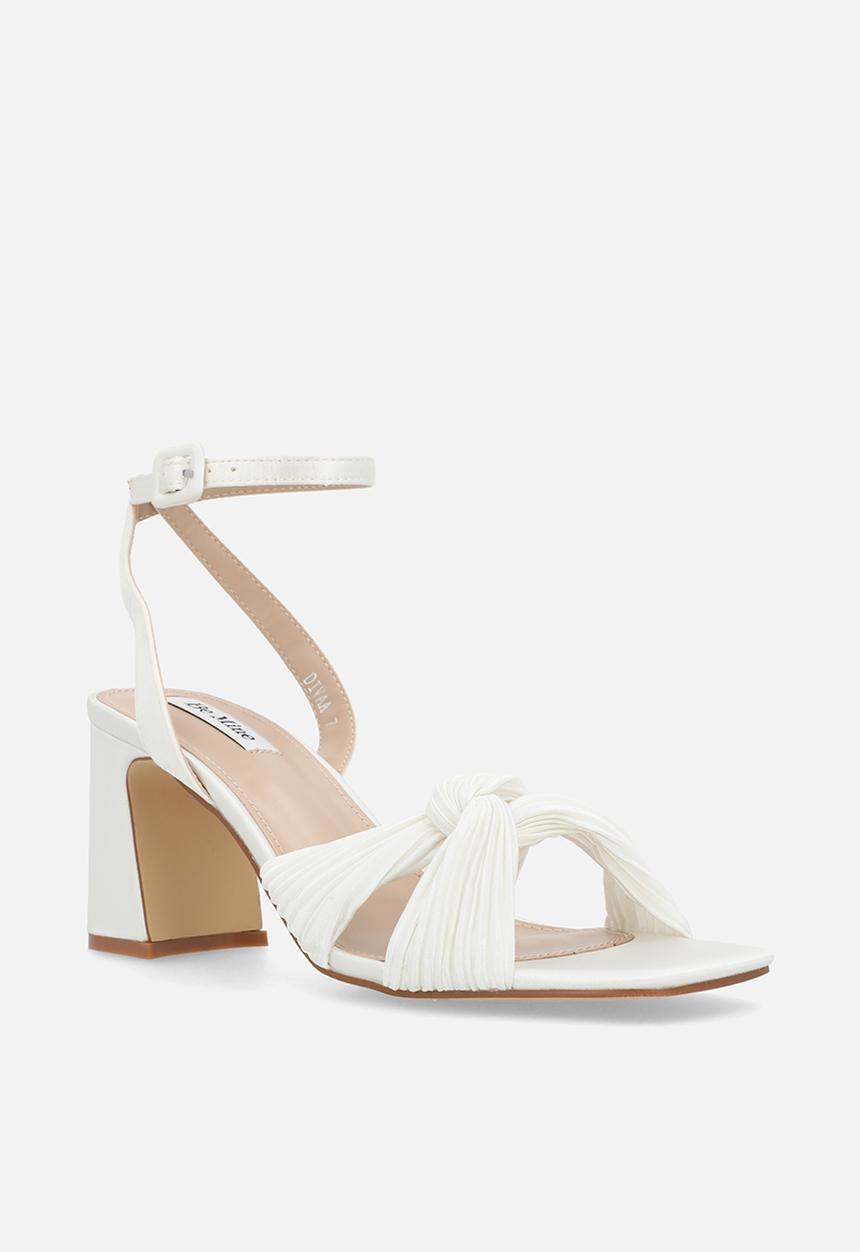 Be Mine - Diva open toe block heel ankle strap - ivory satin