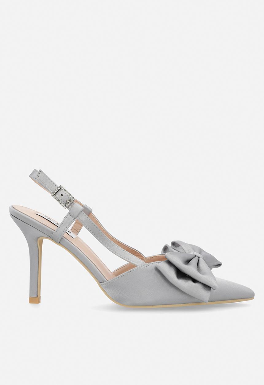 Be Mine - Anica closed toe stiletto heel slingback - grey satin
