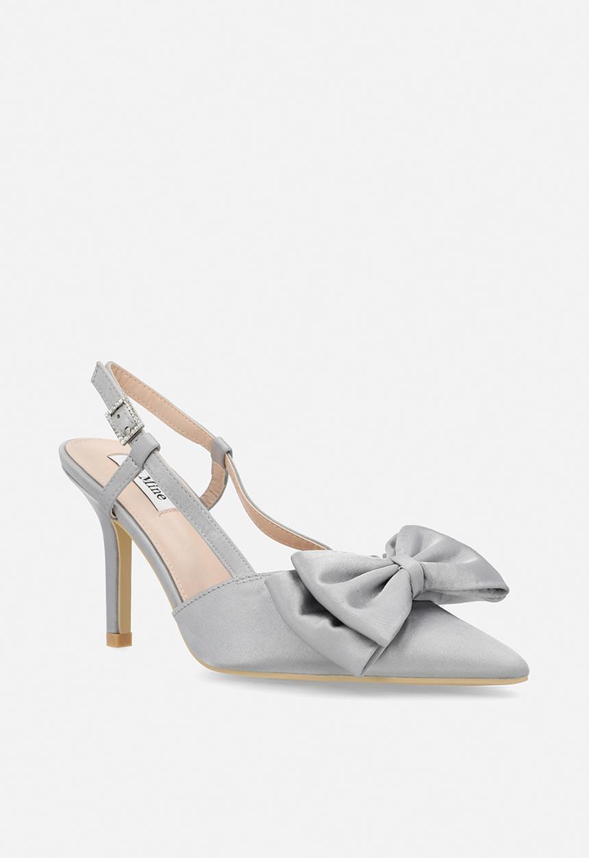 Be Mine - Anica closed toe stiletto heel slingback - grey satin