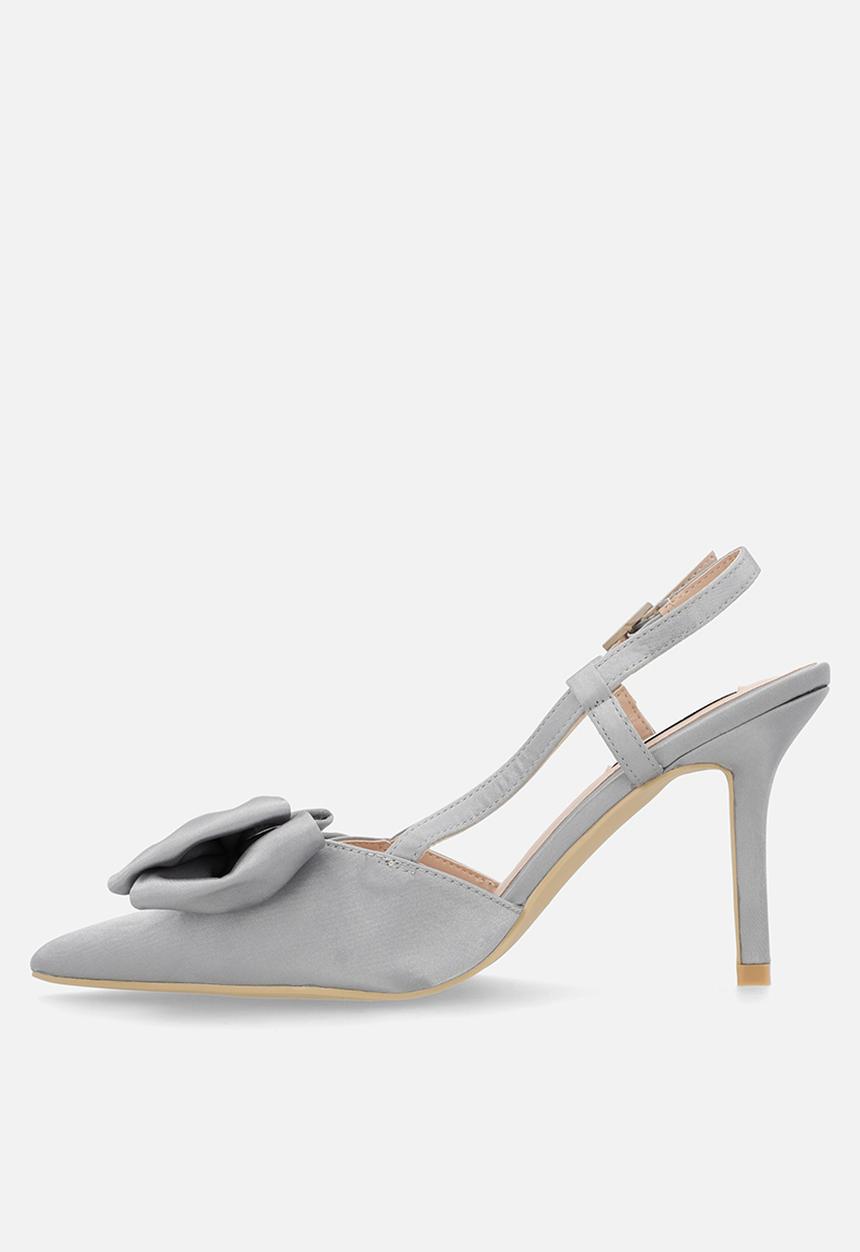 Be Mine - Anica closed toe stiletto heel slingback - grey satin