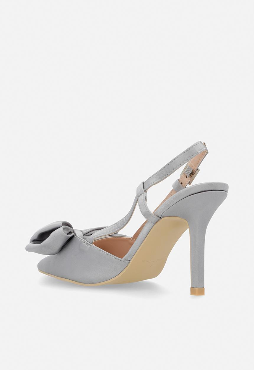 Be Mine - Anica closed toe stiletto heel slingback - grey satin