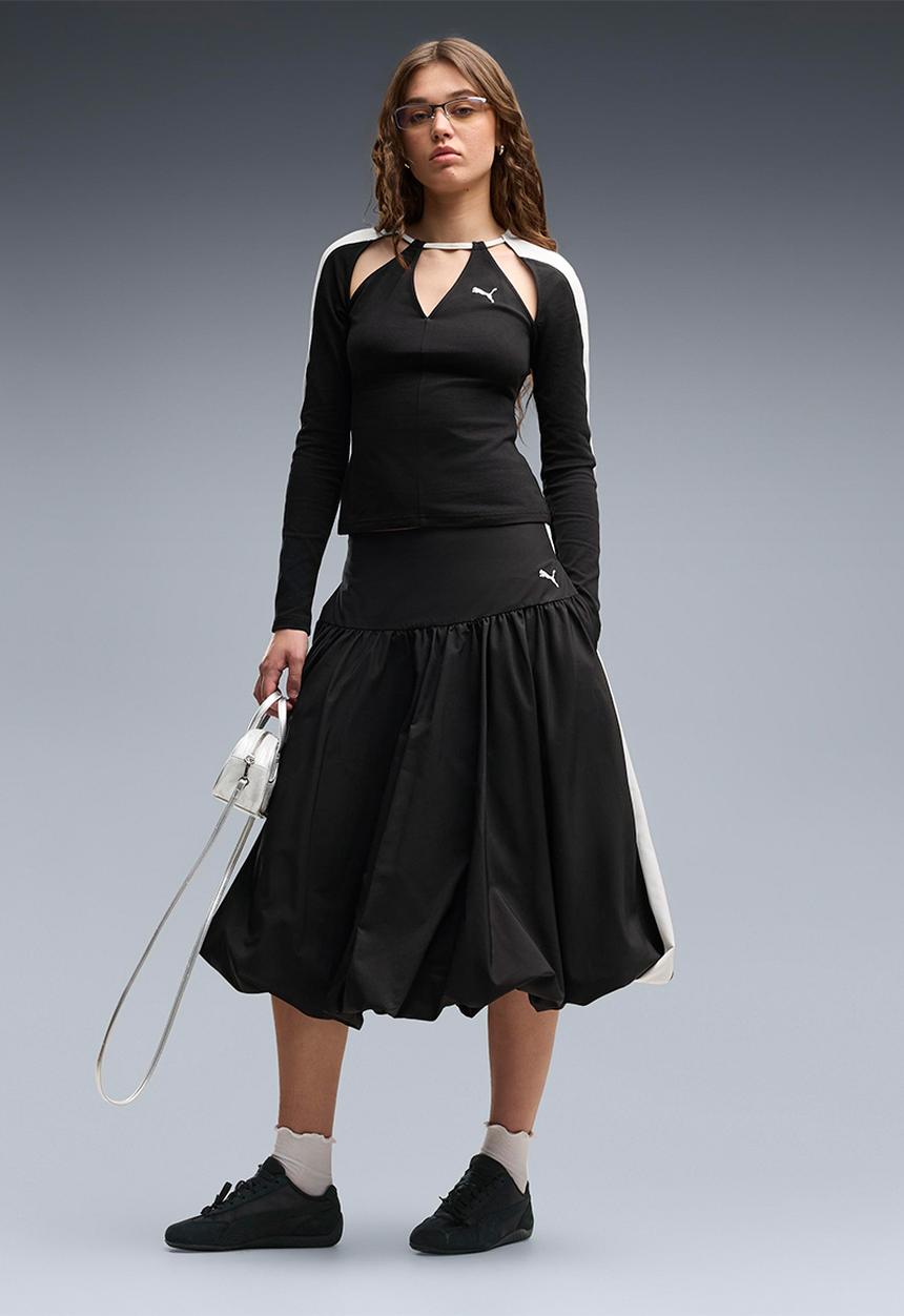 PUMA - T7 Balloon Woven Midi Skirt - Puma Black