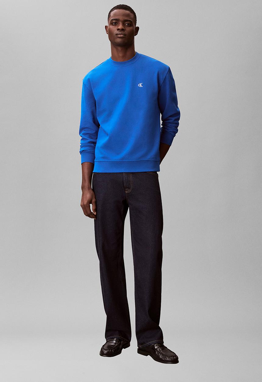 Calvin Klein - LS EU 350TERRY MONOGRAM CN SWTSHRT - Classic Blue