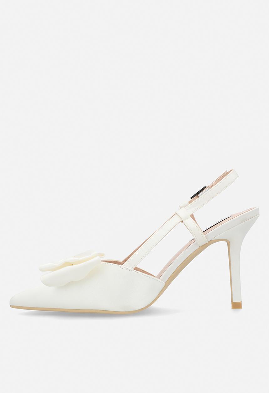 Be Mine - Anica closed toe stiletto heel slingback - ivory satin