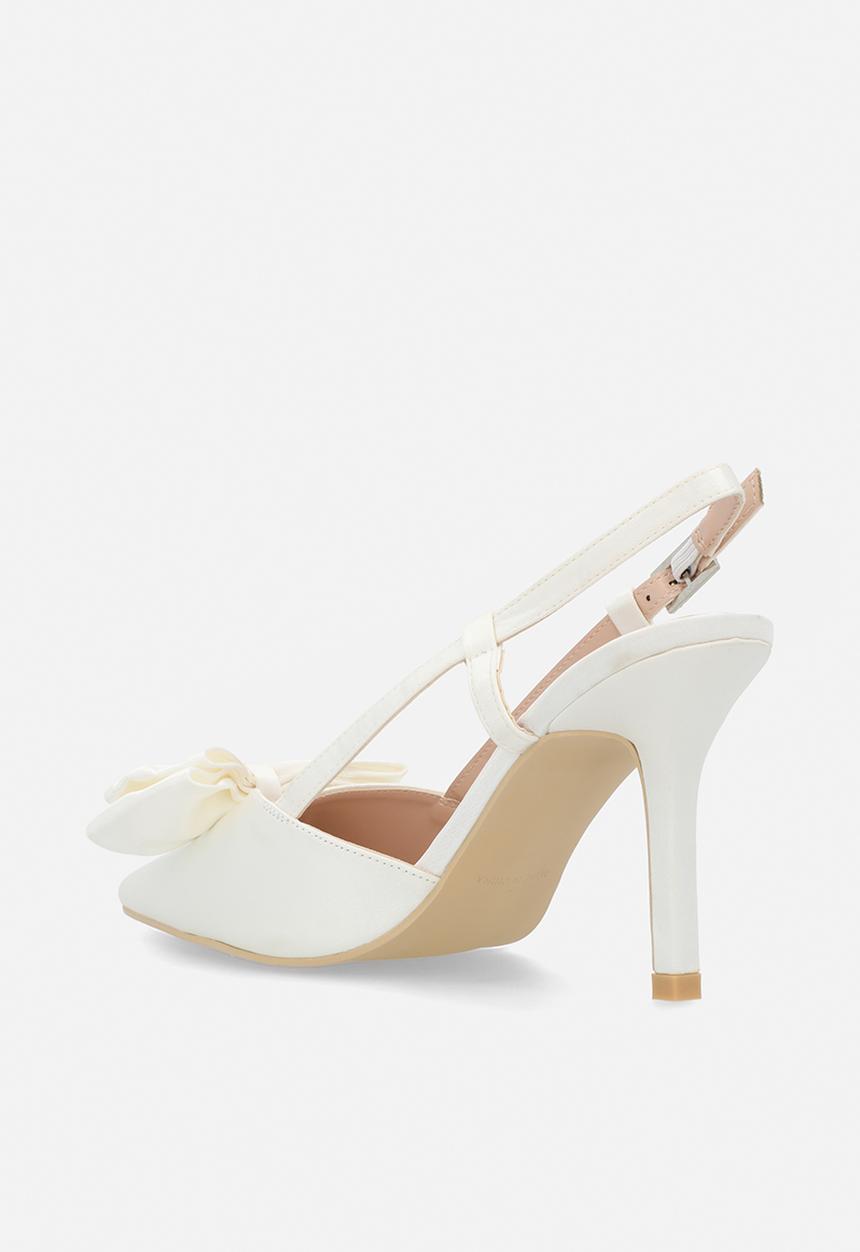 Be Mine - Anica closed toe stiletto heel slingback - ivory satin