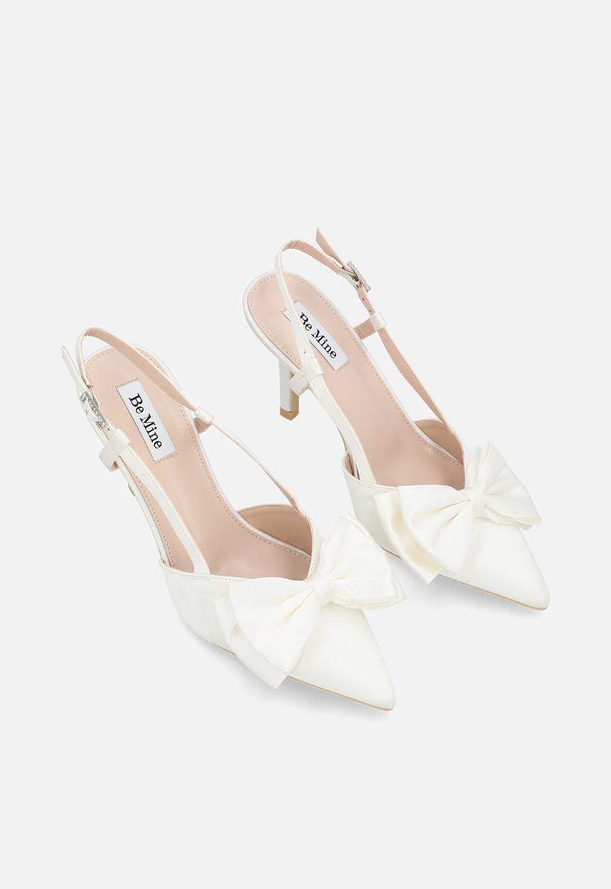 Be Mine - Anica closed toe stiletto heel slingback - ivory satin