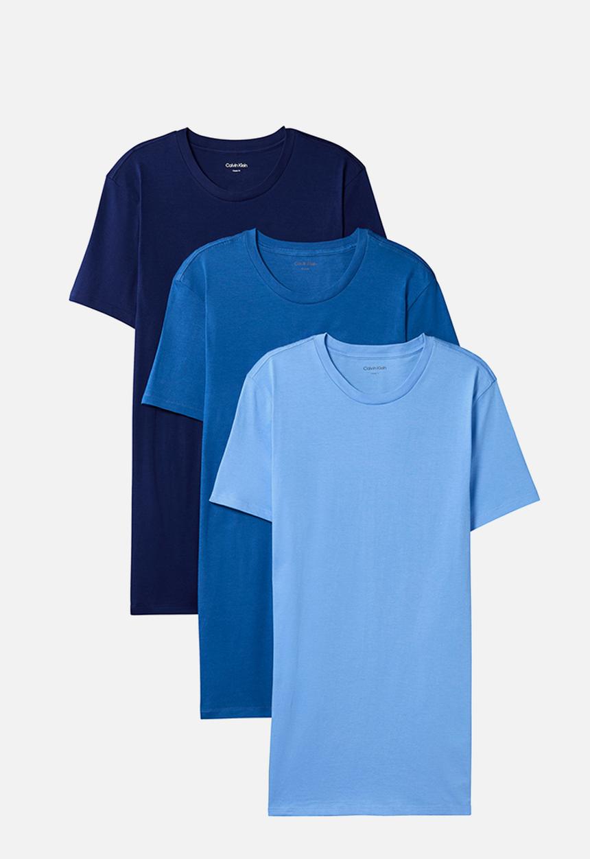 Calvin Klein - S/S CREW NECK 3PK - BLUE BAY/MINNOW/MEDIEVAL BLUE