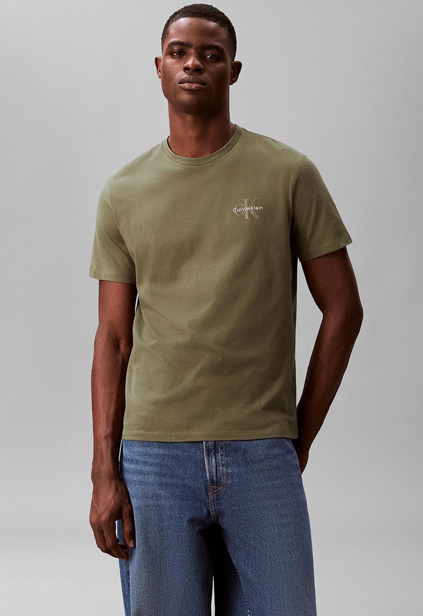 Calvin Klein - SS 30S JERSEY CLASSIC MICRO MONOLOGO TEE - Dusty Olive