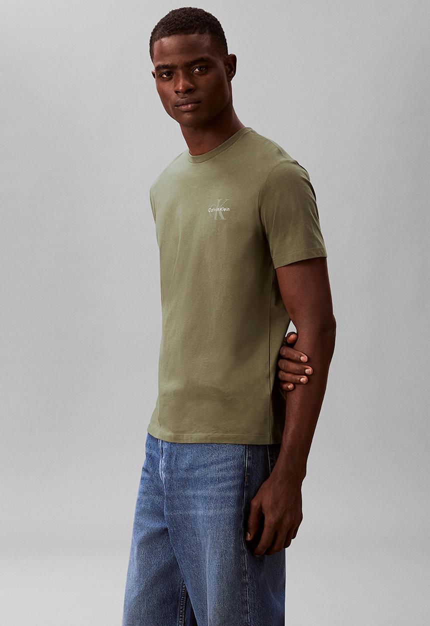 Calvin Klein - SS 30S JERSEY CLASSIC MICRO MONOLOGO TEE - Dusty Olive