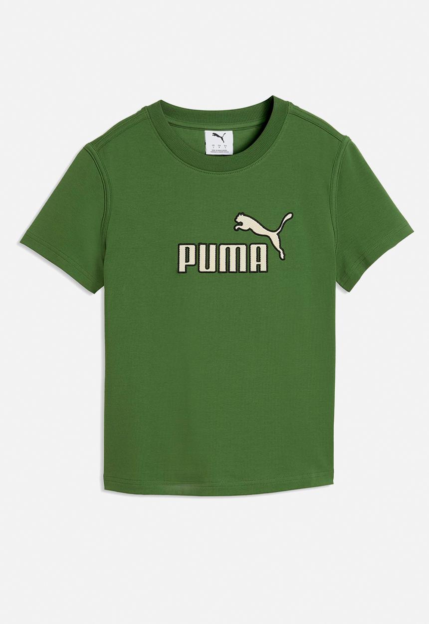 PUMA - Ess Elevated No.1 Logo Slim Short Tee - Earthy Green