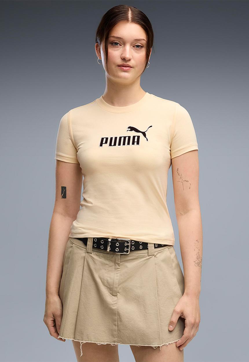 PUMA - Ess Elevated No.1 Logo Slim Short Tee - Buttercream