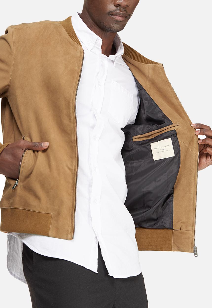 Selected Homme - Mark suede bomber jacket