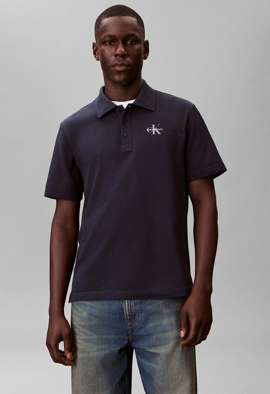 Calvin Klein - SS EASY MONOLOGO CASUAL PIQUE POLO - Dark Sapphire