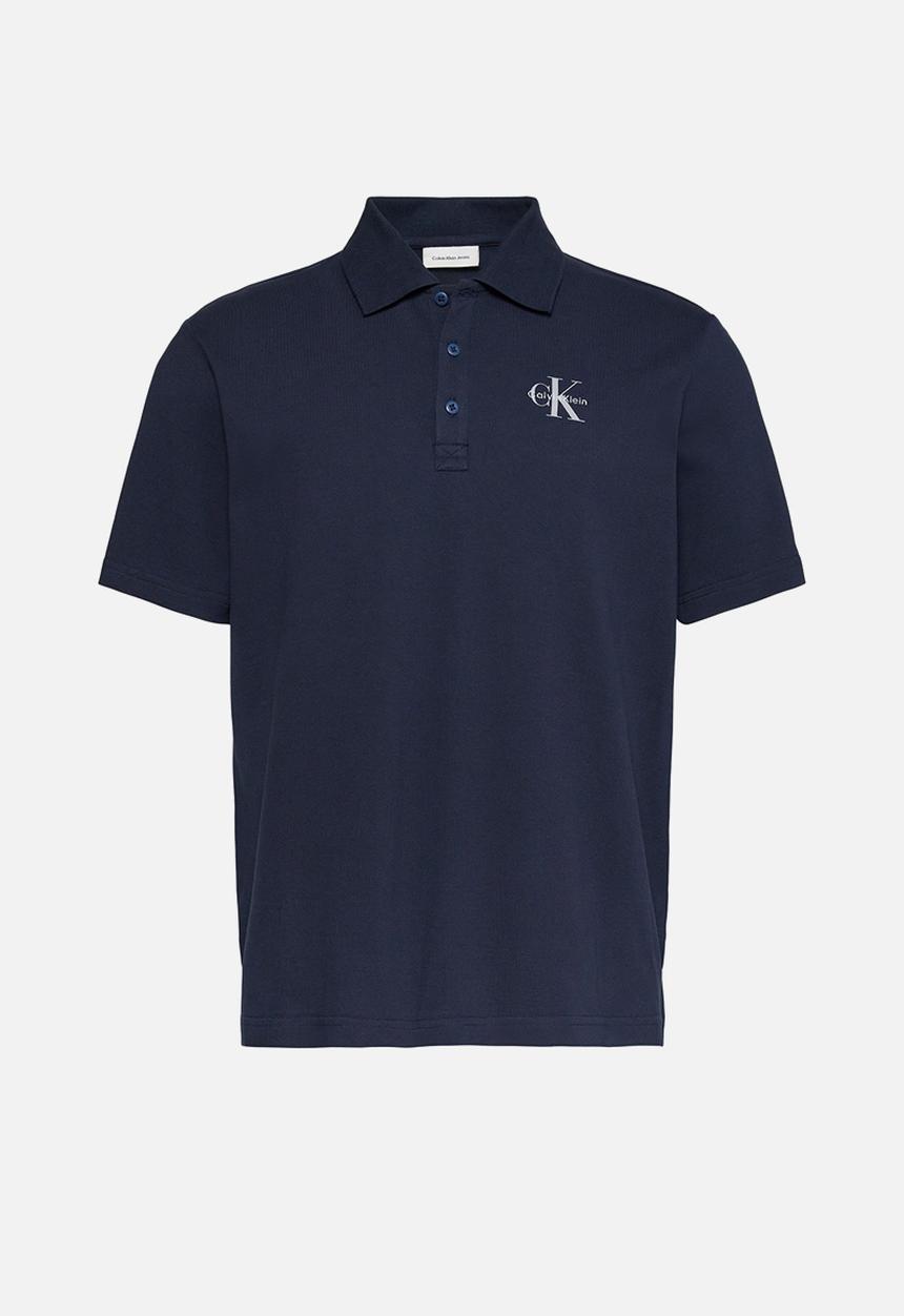 Calvin Klein - SS EASY MONOLOGO CASUAL PIQUE POLO - Dark Sapphire