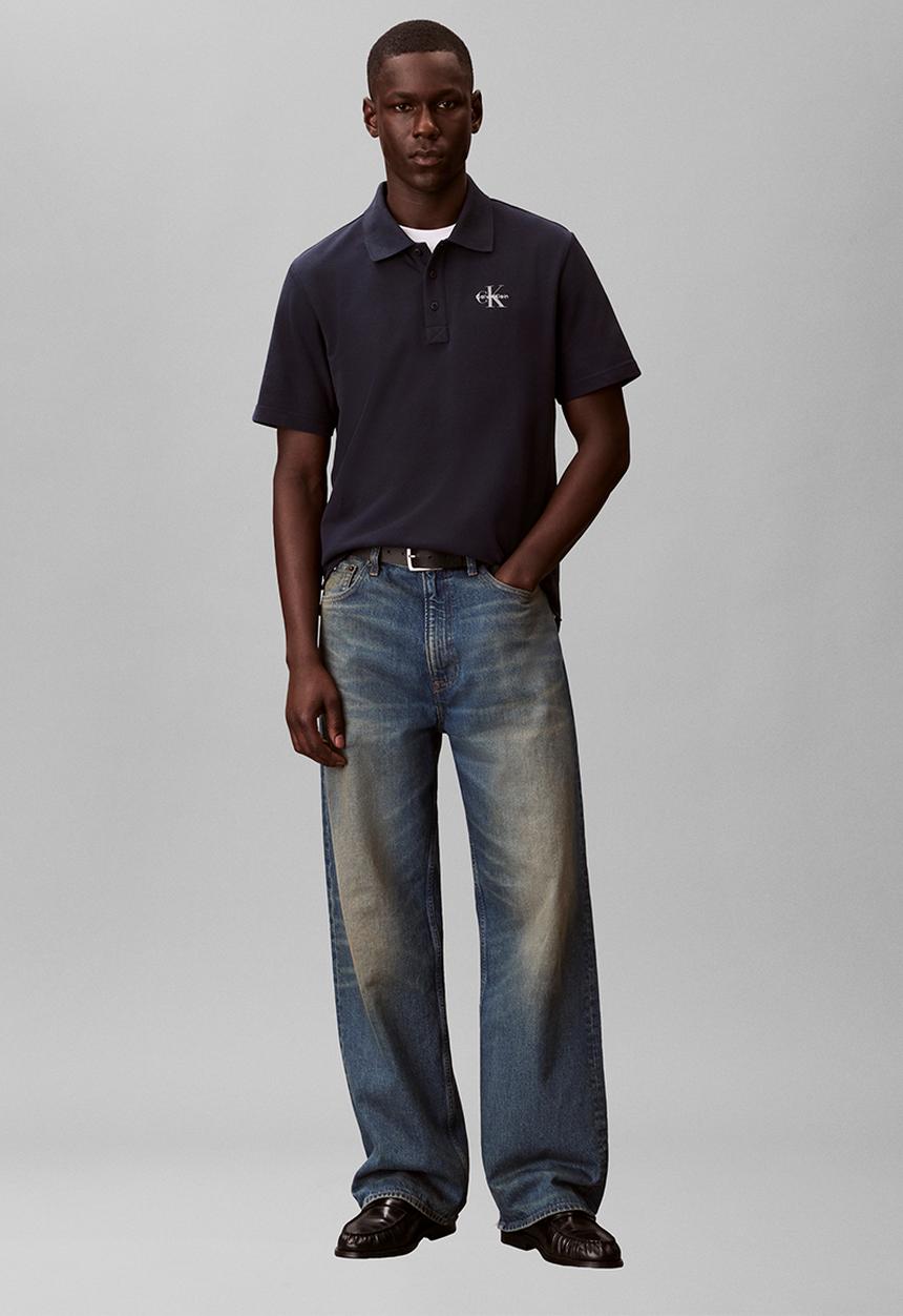 Calvin Klein - SS EASY MONOLOGO CASUAL PIQUE POLO - Dark Sapphire