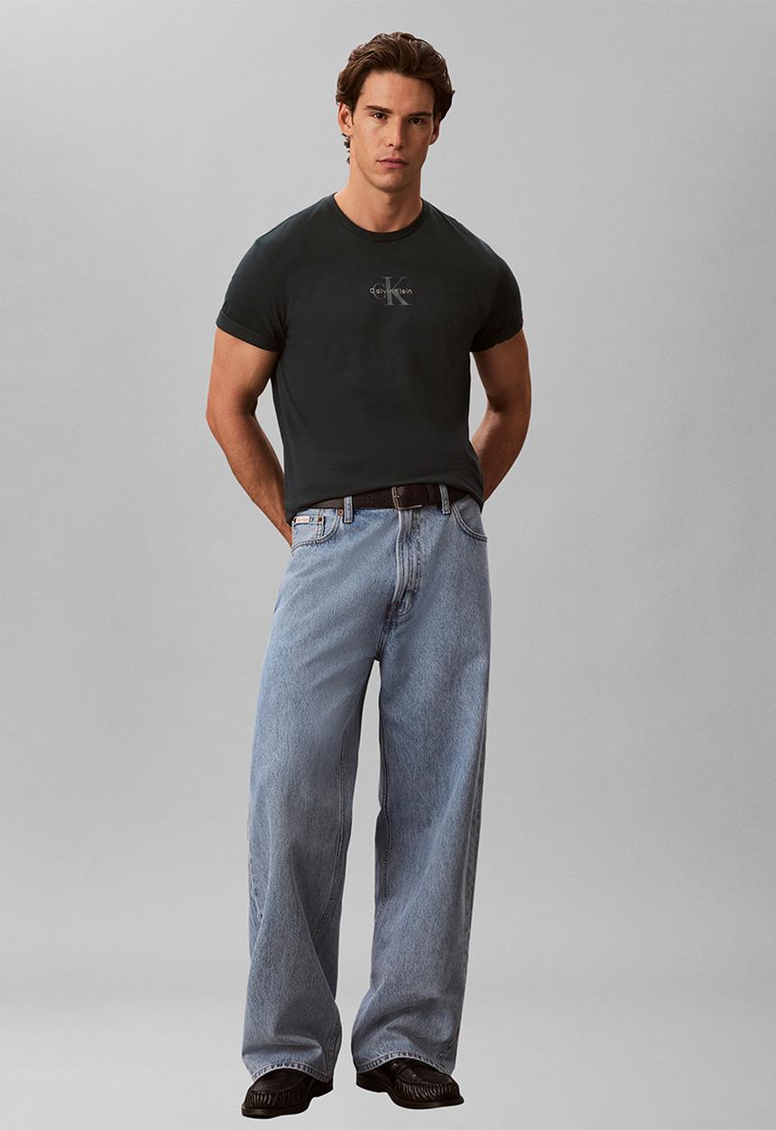 Calvin Klein - SS 30S MICRO MONOLOGO GRAPHIC TEE - Nearly Navy