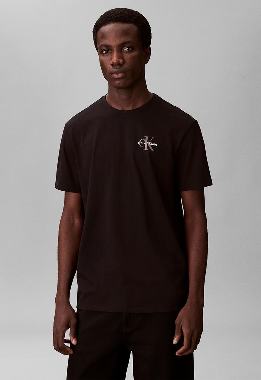 Calvin Klein - SS 30S JERSEY CLASSIC MICRO MONOLOGO TEE - Black