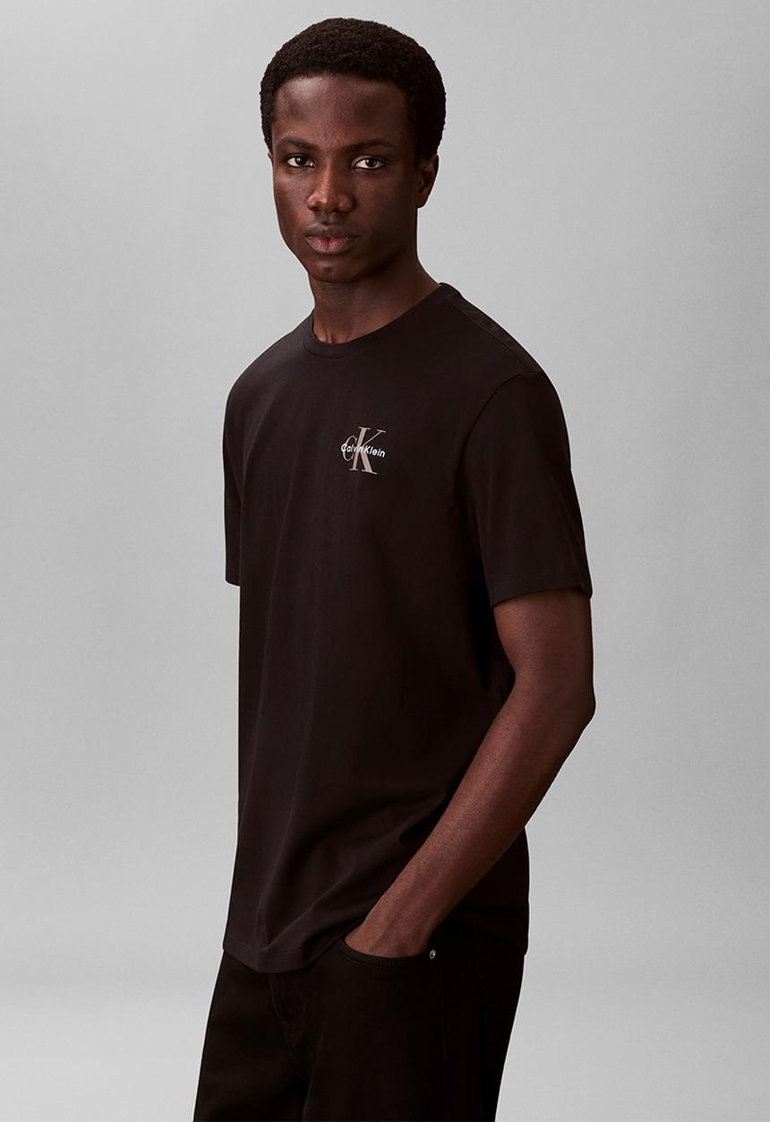 Calvin Klein - SS 30S JERSEY CLASSIC MICRO MONOLOGO TEE - Black