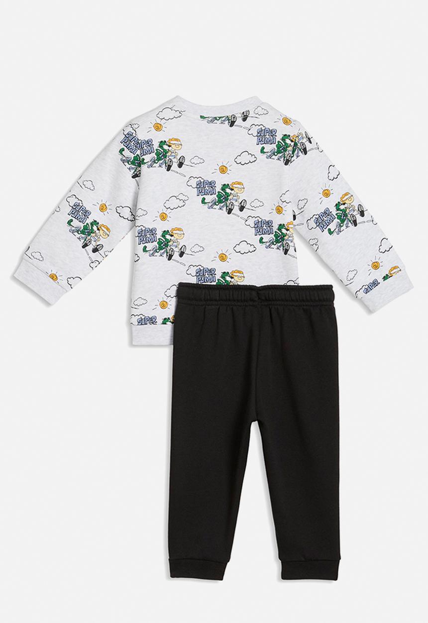 PUMA - Minicats Super Puma Aop Crew Set Inf - White Glow Heather