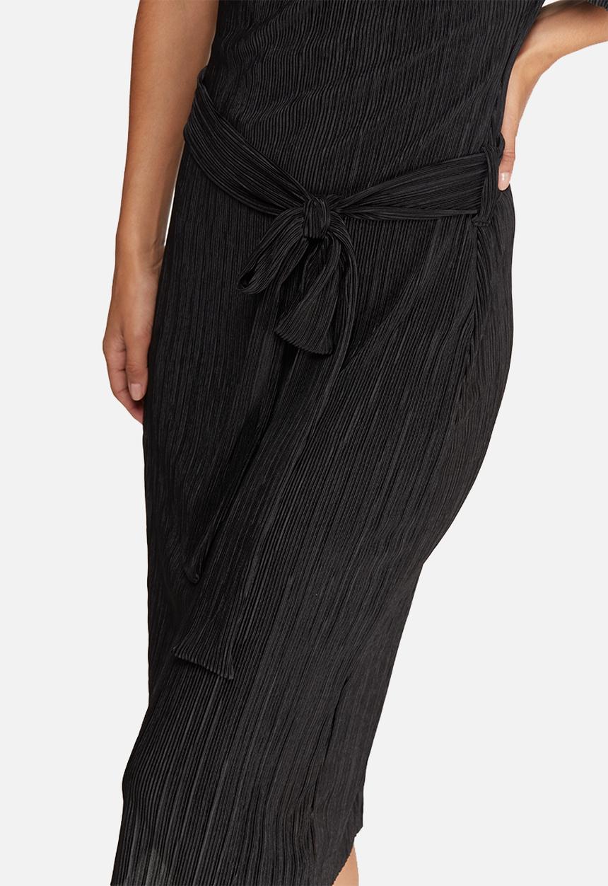 dailyfriday - Plissé midi dress with tie belt